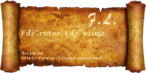 Fürster Líviusz névjegykártya